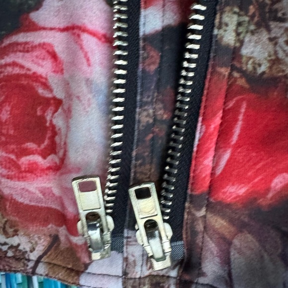 Floral Moto Jacket by TOV Sz 38 scuba flower statement jacket - Picture 9 of 14